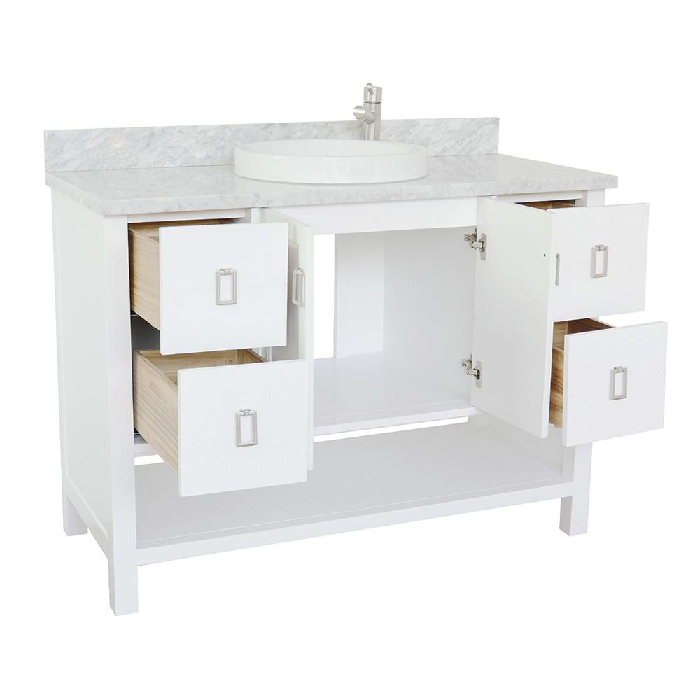 49 Single vanity in White finish with White Carrara top and round sink. Picture 6