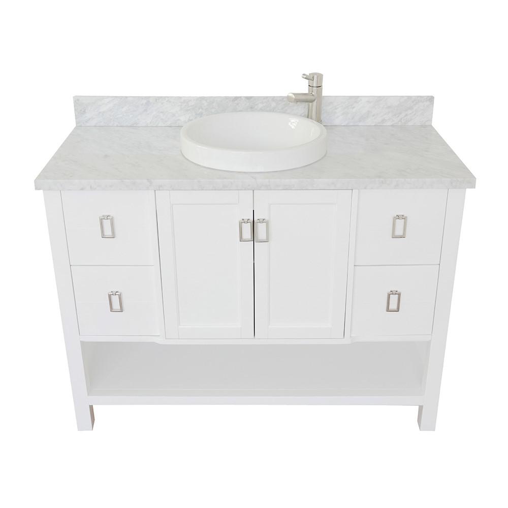 49 Single vanity in White finish with White Carrara top and round sink. Picture 8