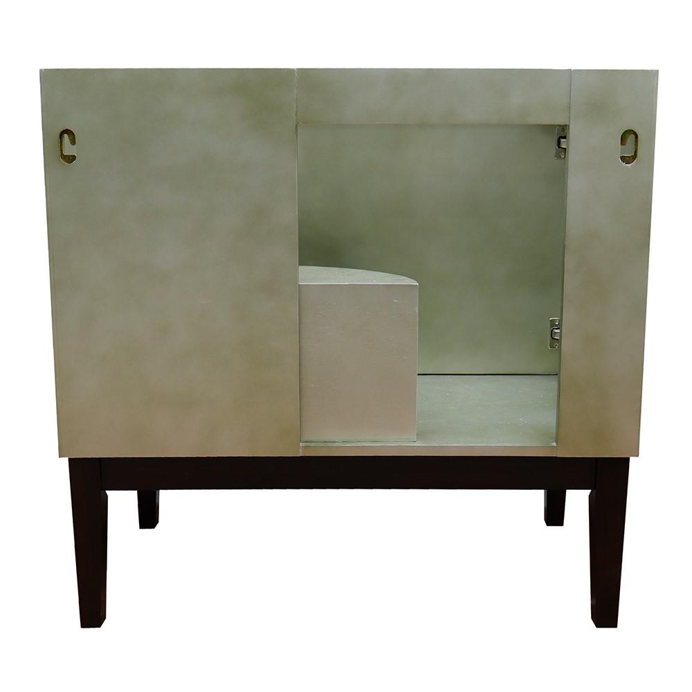 37 Single vanity in Linen Brown finish with Gray granite top and round sink. Picture 9
