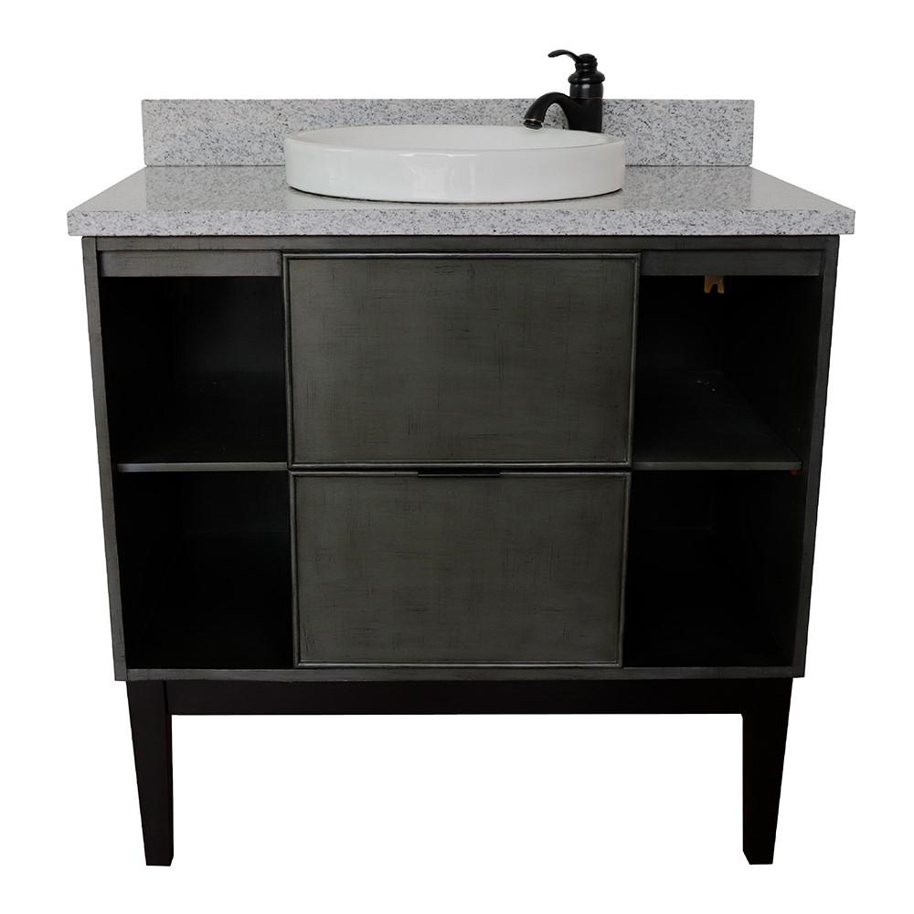 37 Single vanity in Linen Gray finish with Gray granite top and round sink. Picture 5