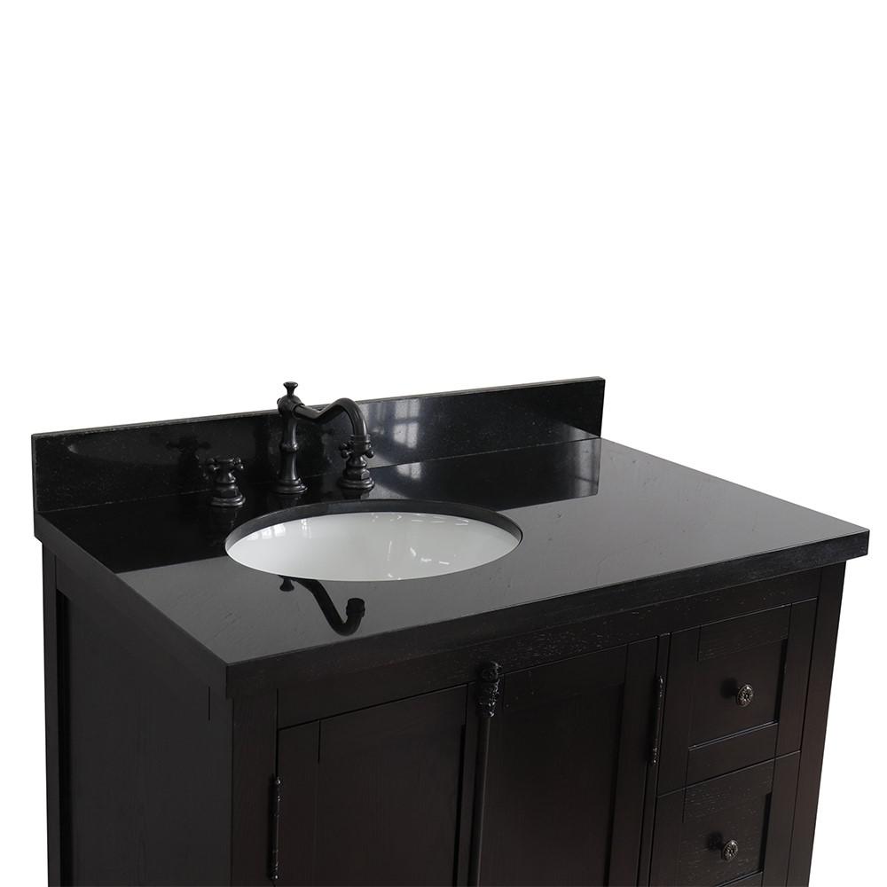 37 Single vanity in Brown Ash finish with Black galaxy top and oval sink. Picture 7