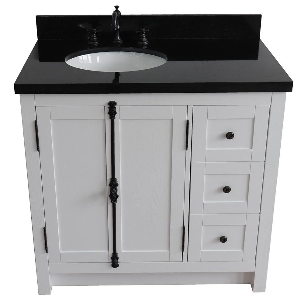37 Single vanity in Glacier Ash finish with Black galaxy top and oval sink. Picture 8