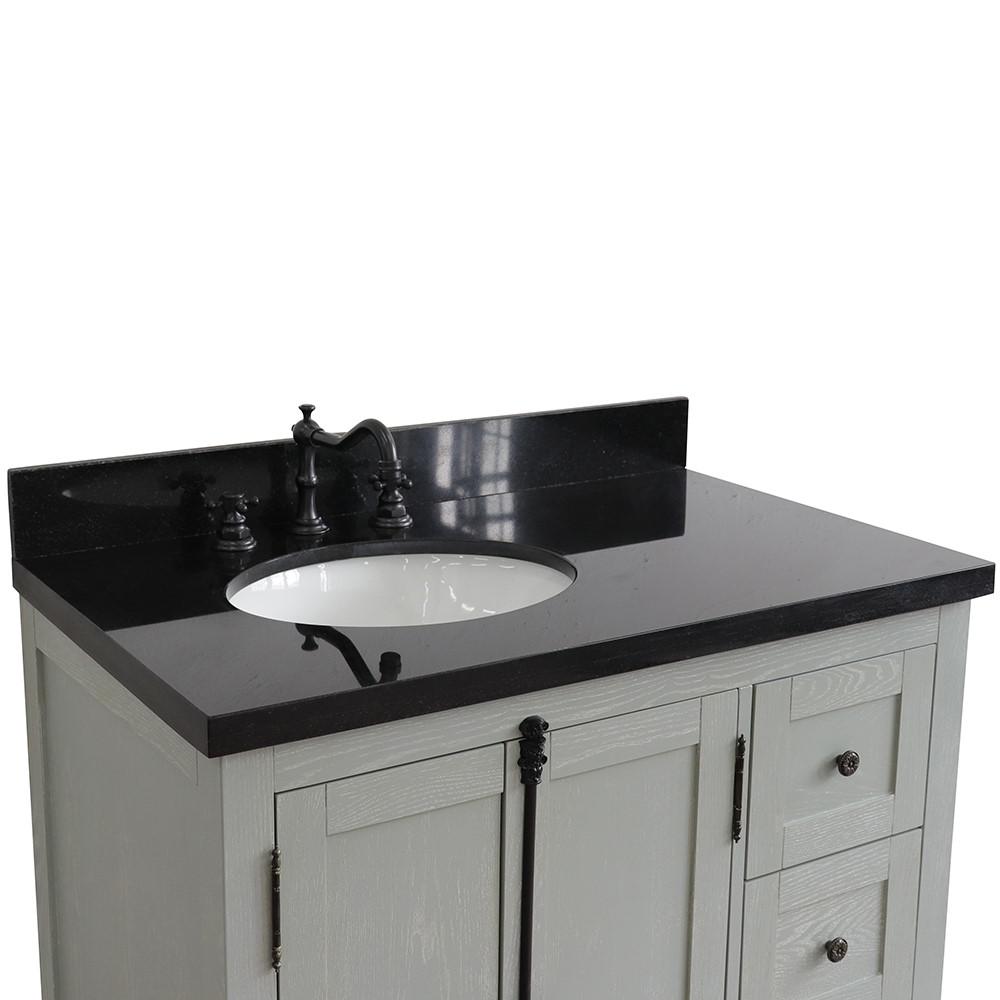 37 Single vanity in Gray Ash finish with Black galaxy top and oval sink. Picture 6