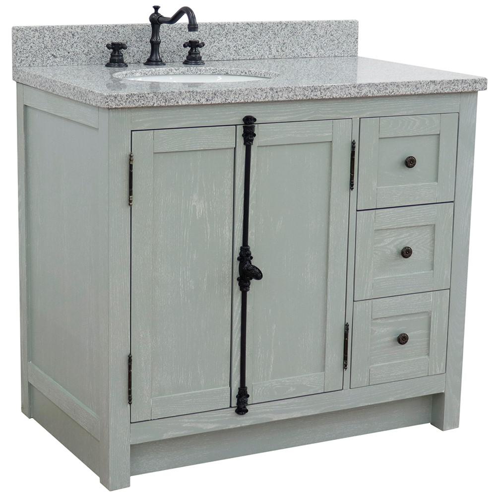 37 Single vanity in Gray Ash finish with Gray granite top and oval sink. Picture 3