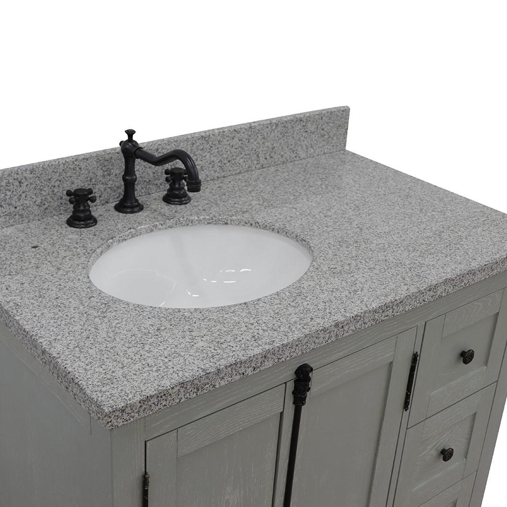 37 Single vanity in Gray Ash finish with Gray granite top and oval sink. Picture 6