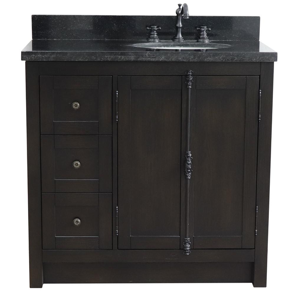 37 Single vanity in Brown Ash finish with Black galaxy top and oval sink. Picture 6