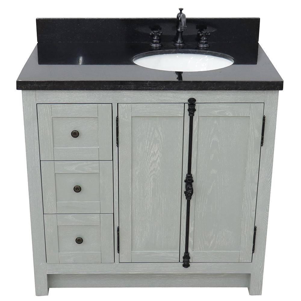 37 Single vanity in Gray Ash finish with Black galaxy top and oval sink. Picture 10