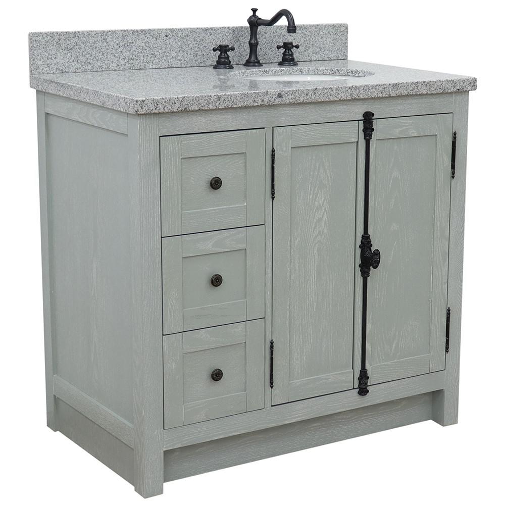 37 Single vanity in Gray Ash finish with Gray granite top and oval sink. Picture 3