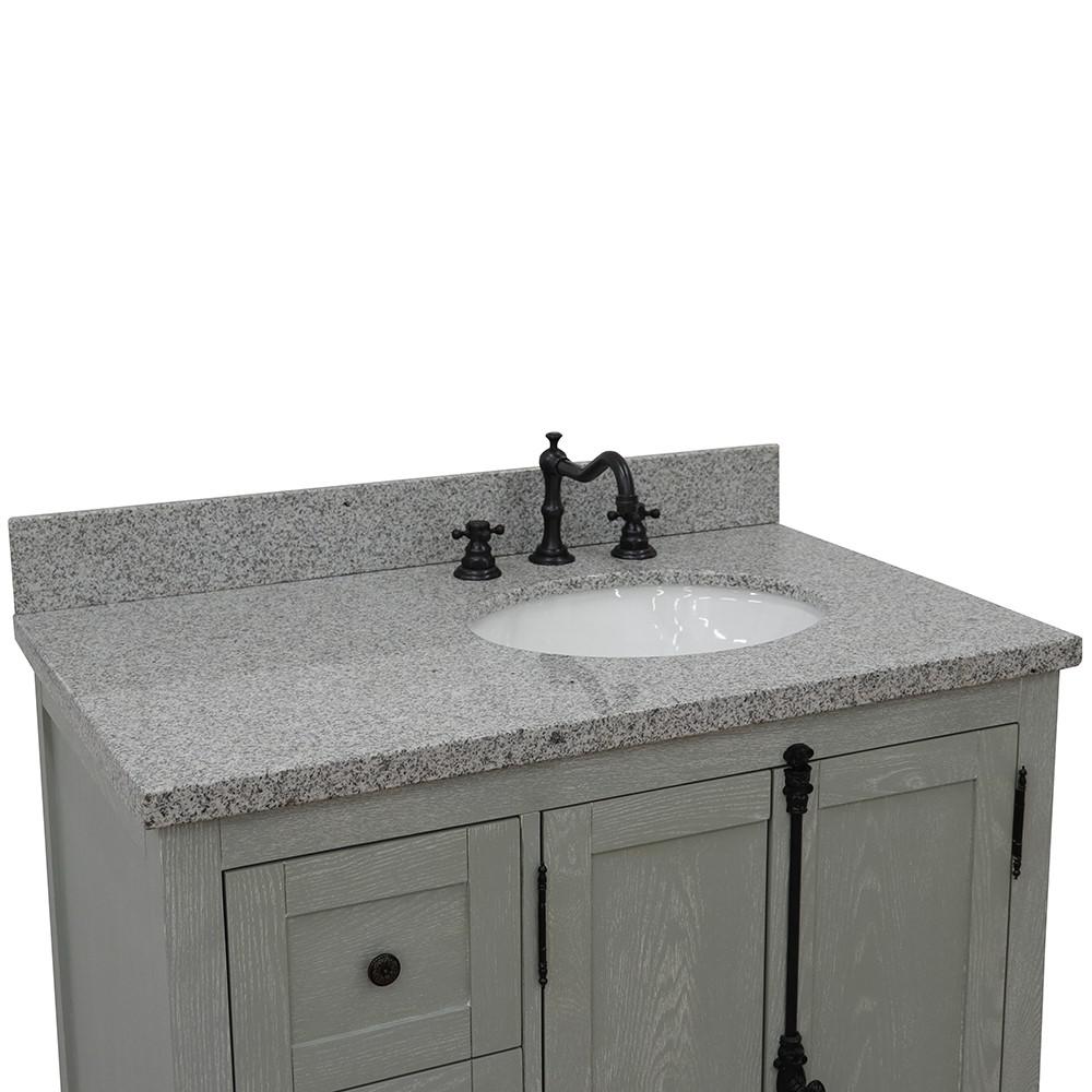 37 Single vanity in Gray Ash finish with Gray granite top and oval sink. Picture 7
