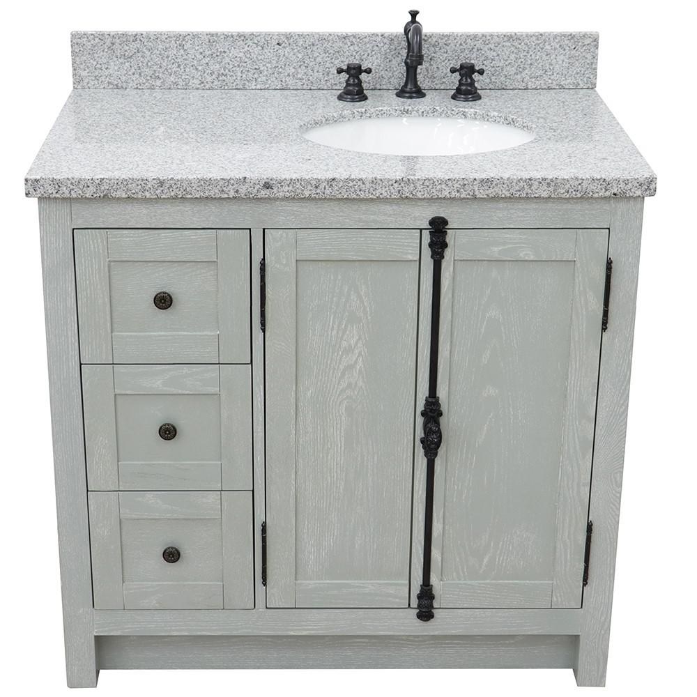 37 Single vanity in Gray Ash finish with Gray granite top and oval sink. Picture 10