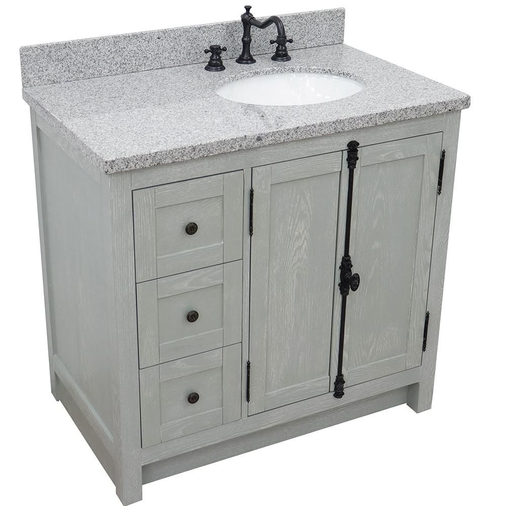 37 Single vanity in Gray Ash finish with Gray granite top and oval sink. Picture 11