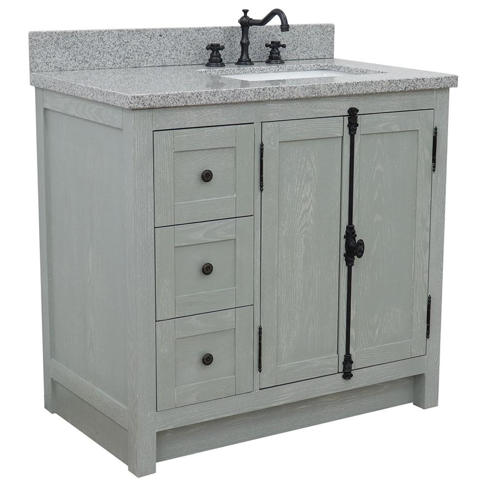 37 Single vanity in Gray Ash finish with Gray granite top and rectangle sink. Picture 3