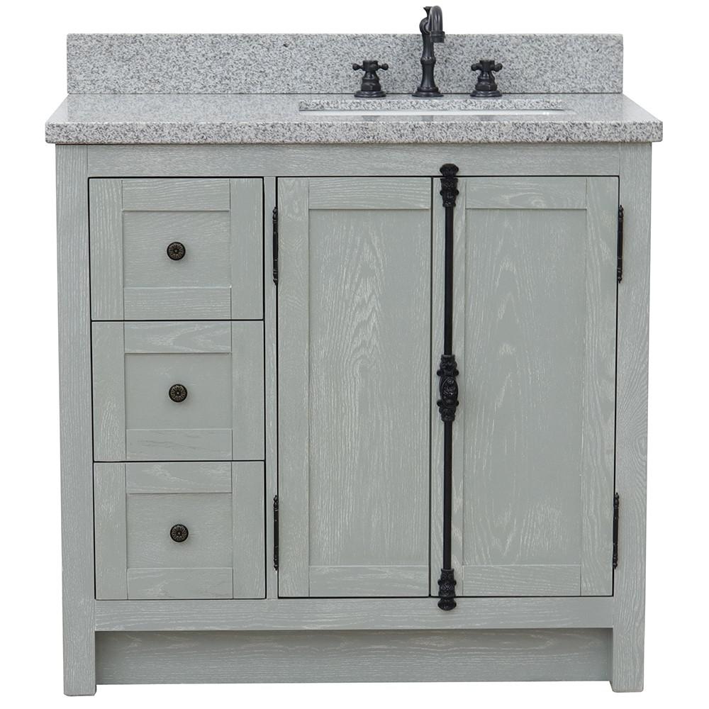 37 Single vanity in Gray Ash finish with Gray granite top and rectangle sink. Picture 6