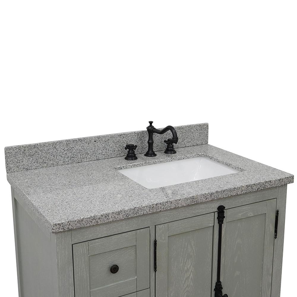 37 Single vanity in Gray Ash finish with Gray granite top and rectangle sink. Picture 7