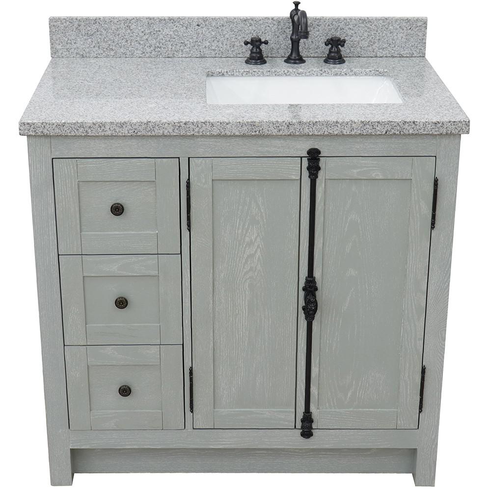37 Single vanity in Gray Ash finish with Gray granite top and rectangle sink. Picture 10