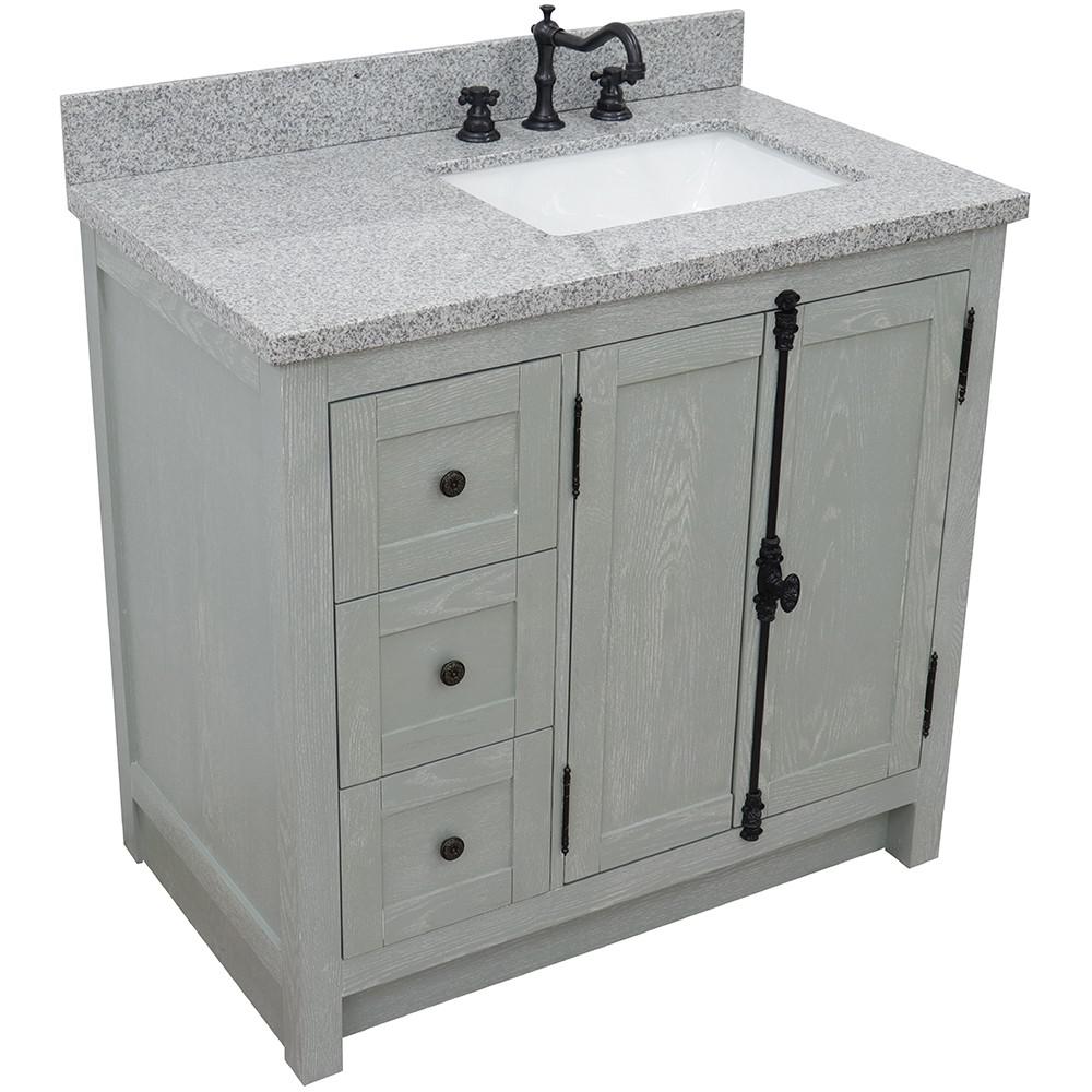 37 Single vanity in Gray Ash finish with Gray granite top and rectangle sink. Picture 11