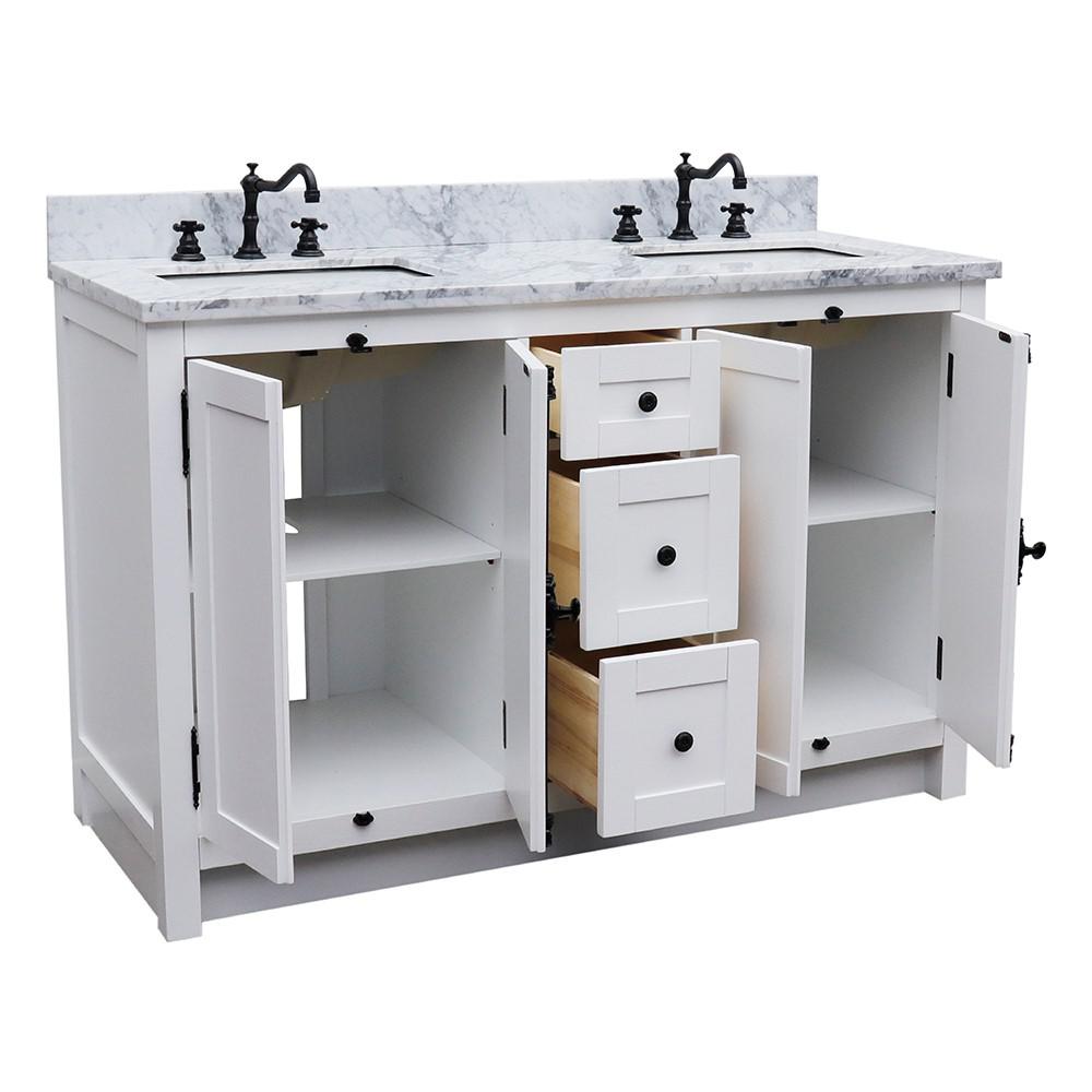 Double vanity in Glacier Ash with White Carrara marble top and rectangle sink. Picture 10