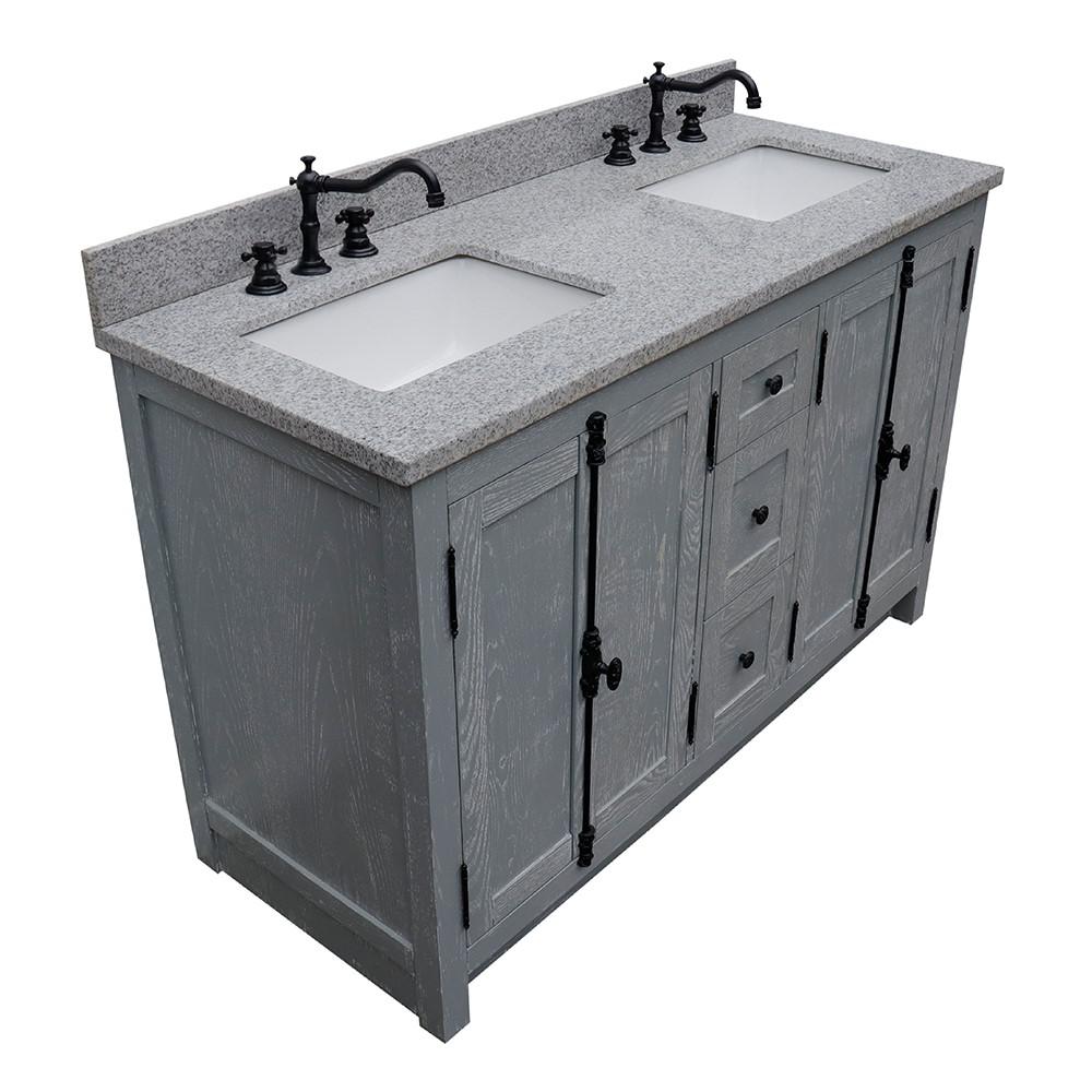55 Double vanity in Gray Ash finish with Gray granite top and rectangle sink. Picture 6