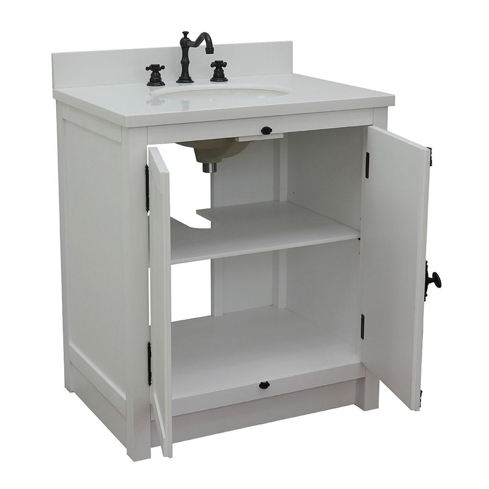 30 Single vanity in Glacier Ash finish - cabinet only. Picture 73