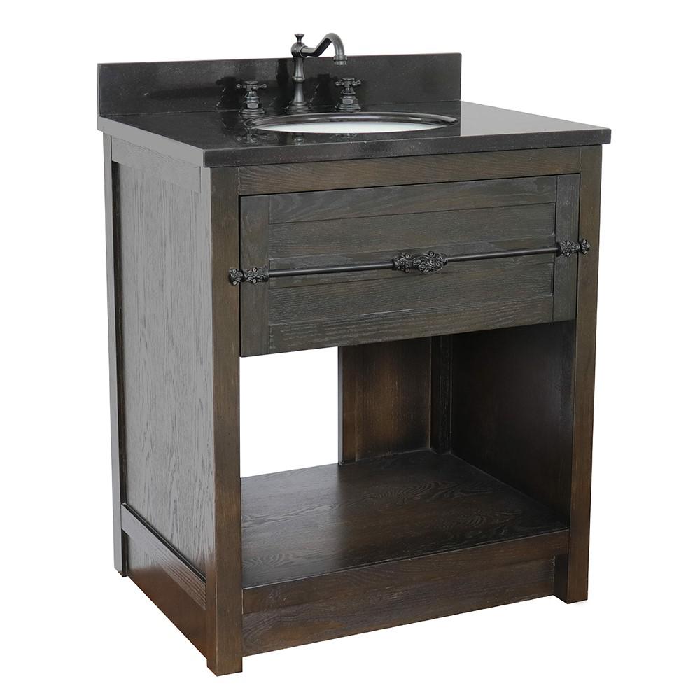 30 Single vanity in Brown Ash finish - cabinet only. Picture 9