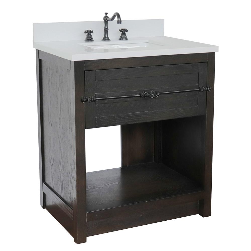 30 Single vanity in Brown Ash finish - cabinet only. Picture 79