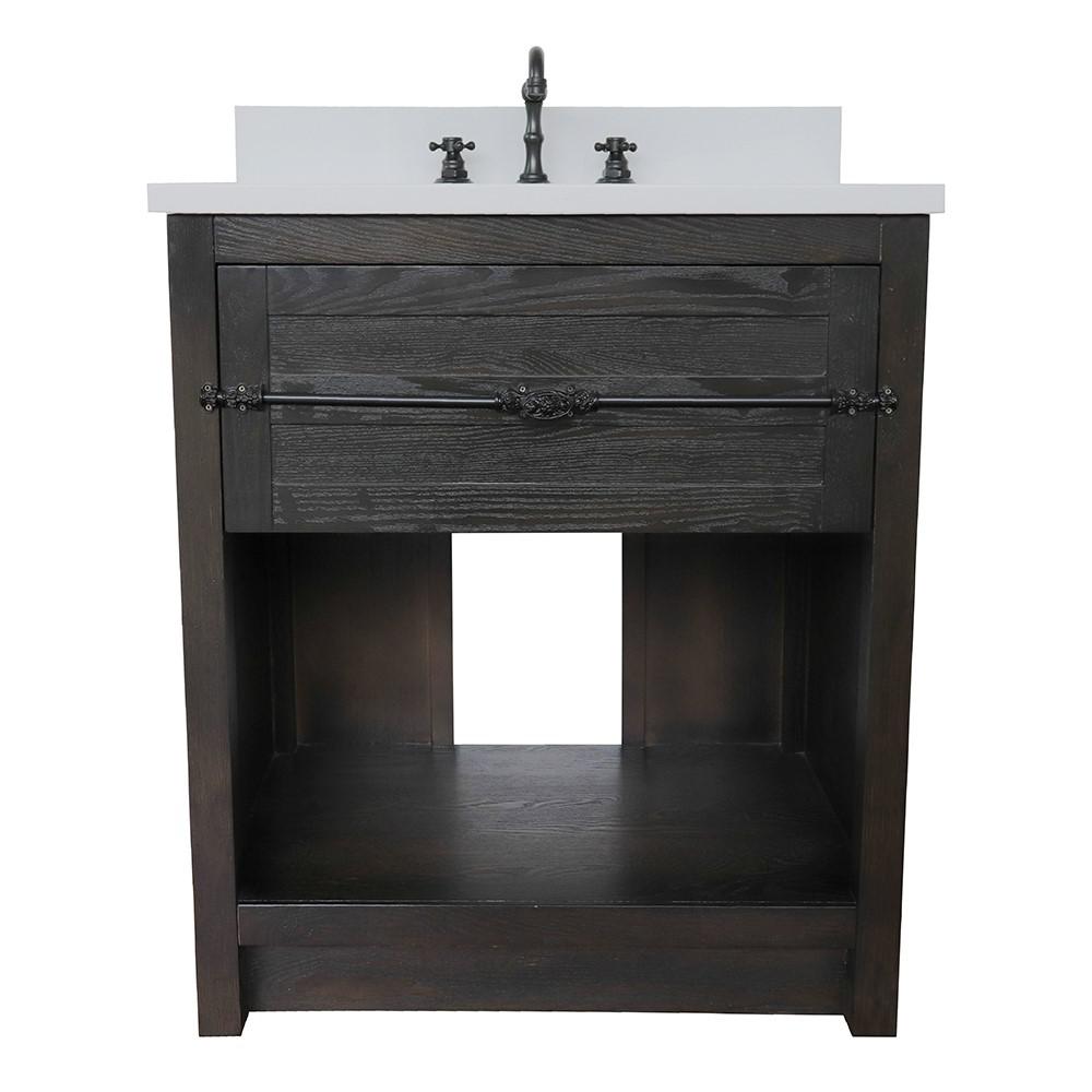 30 Single vanity in Brown Ash finish - cabinet only. Picture 80
