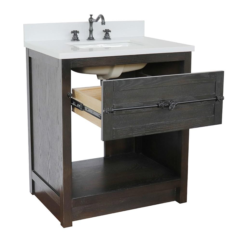 30 Single vanity in Brown Ash finish - cabinet only. Picture 82