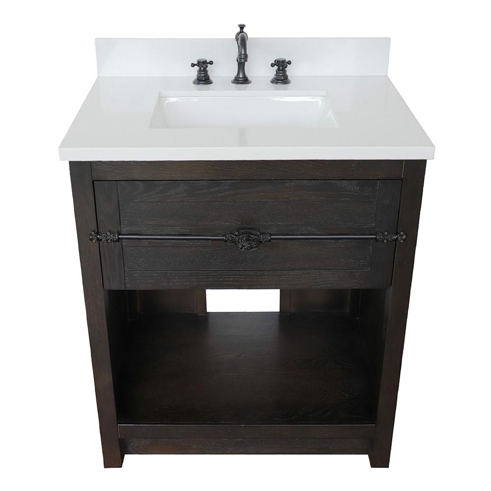 30 Single vanity in Brown Ash finish - cabinet only. Picture 84