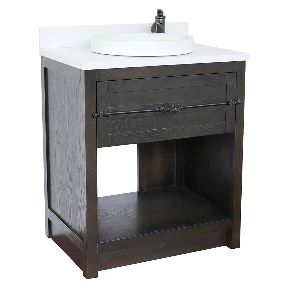 30 Single vanity in Brown Ash finish - cabinet only. Picture 89