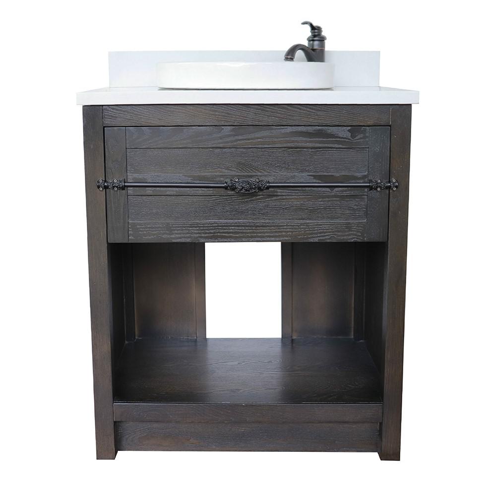 30 Single vanity in Brown Ash finish - cabinet only. Picture 90
