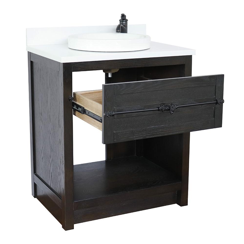 30 Single vanity in Brown Ash finish - cabinet only. Picture 92