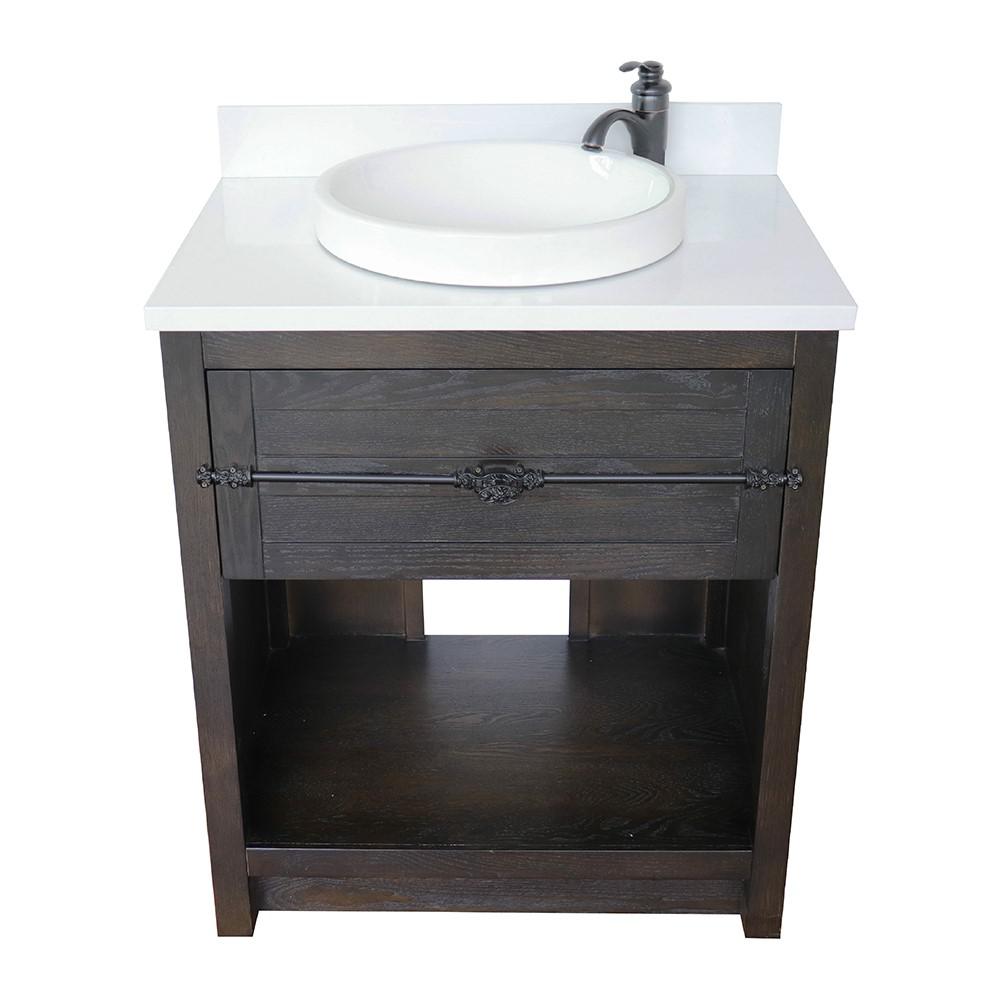 30 Single vanity in Brown Ash finish - cabinet only. Picture 94
