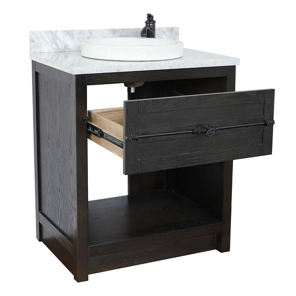 30 Single vanity in Brown Ash finish - cabinet only. Picture 122