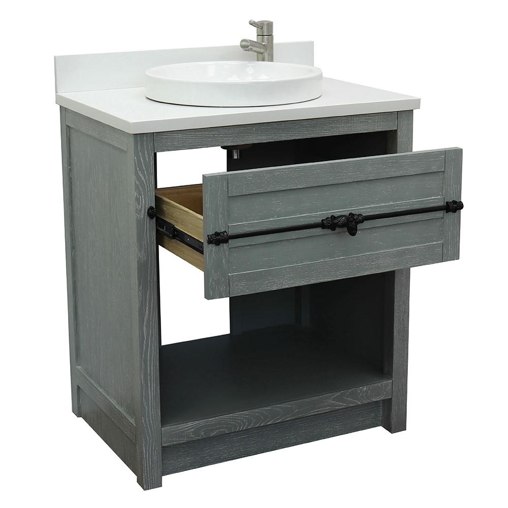 30 Single vanity in Gray Ash finish - cabinet only. Picture 83