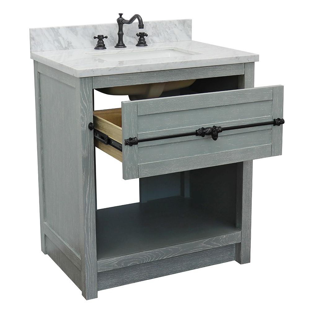 30 Single vanity in Gray Ash finish - cabinet only. Picture 101