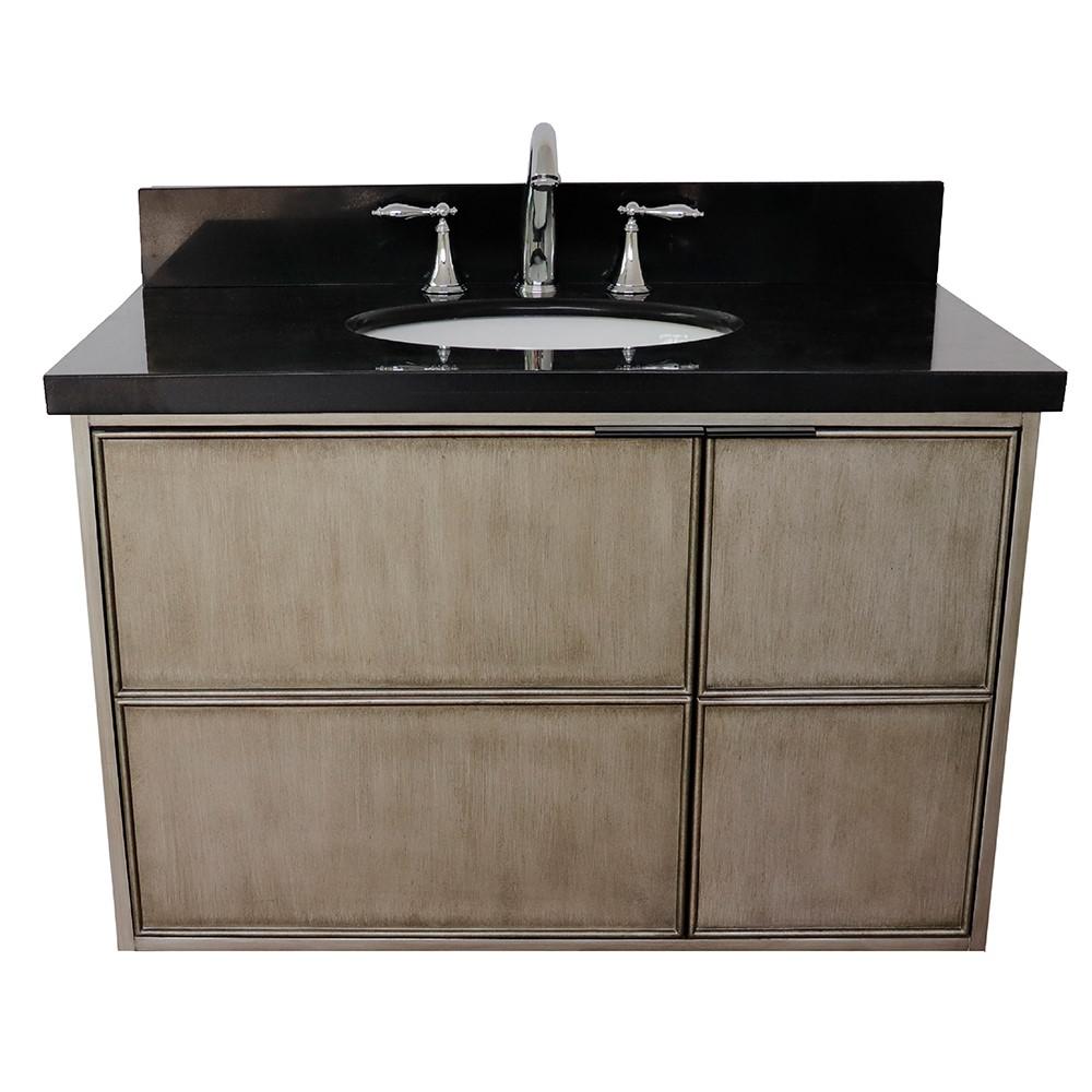 36 Single wall mount vanity in Linen Brown finish - cabinet only. Picture 17