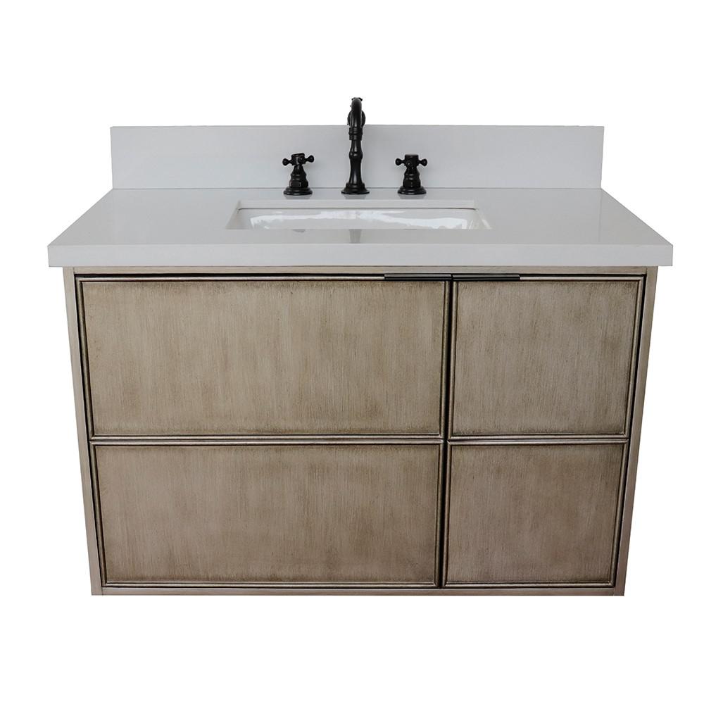 36 Single wall mount vanity in Linen Brown finish - cabinet only. Picture 102