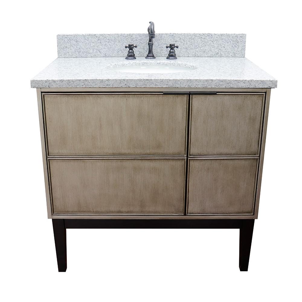36 Single vanity in Linen Brown finish - cabinet only. Picture 56