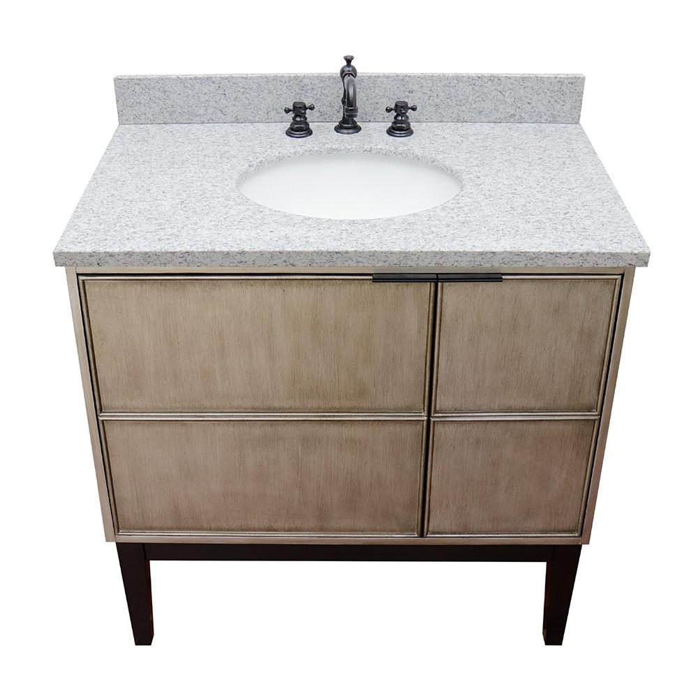36 Single vanity in Linen Brown finish - cabinet only. Picture 60