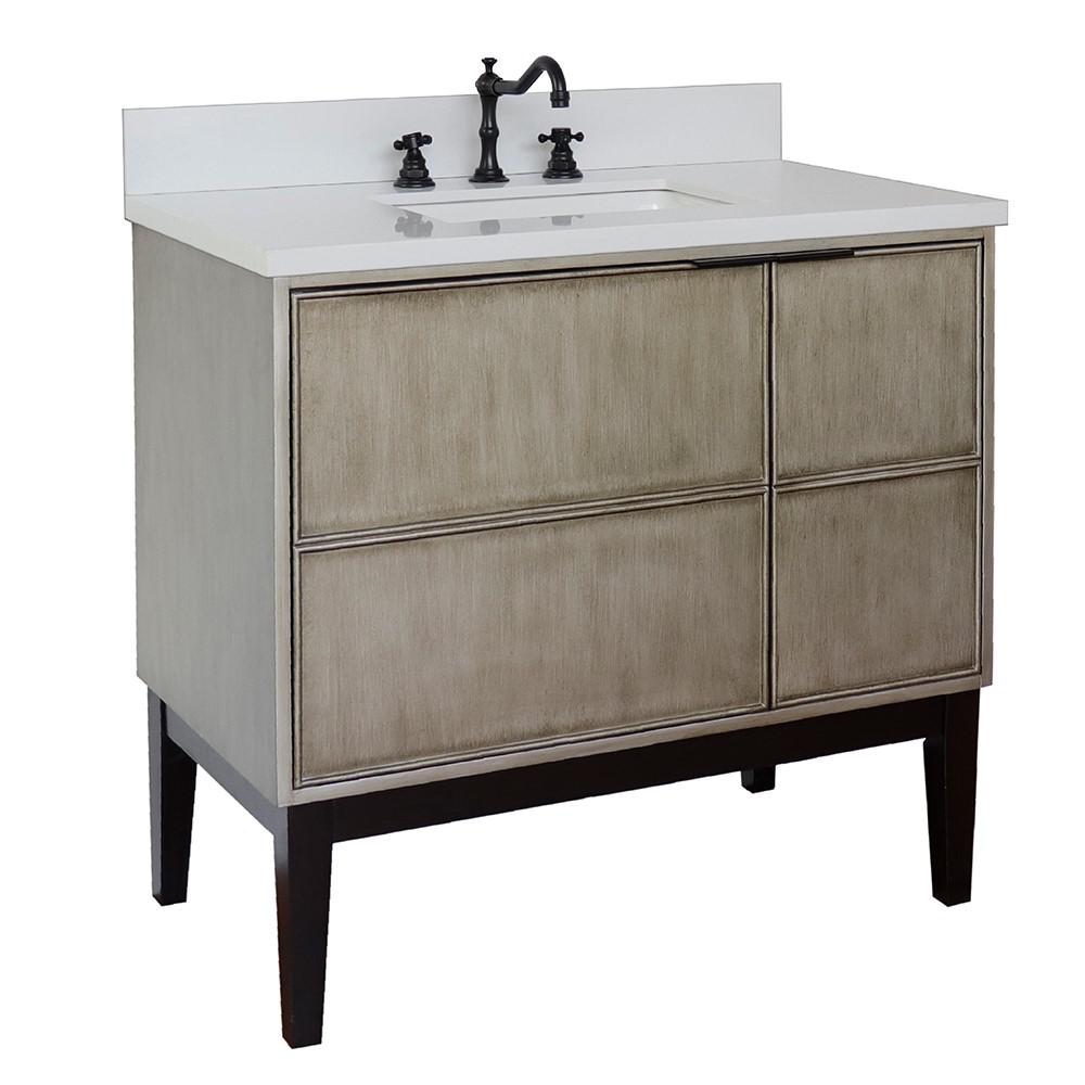 36 Single vanity in Linen Brown finish - cabinet only. Picture 104