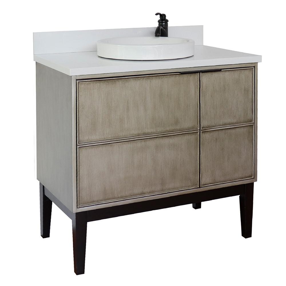 36 Single vanity in Linen Brown finish - cabinet only. Picture 117