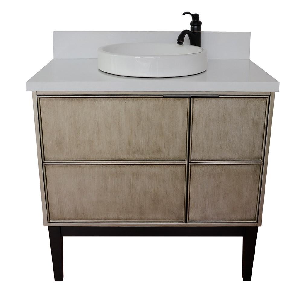 36 Single vanity in Linen Brown finish - cabinet only. Picture 121