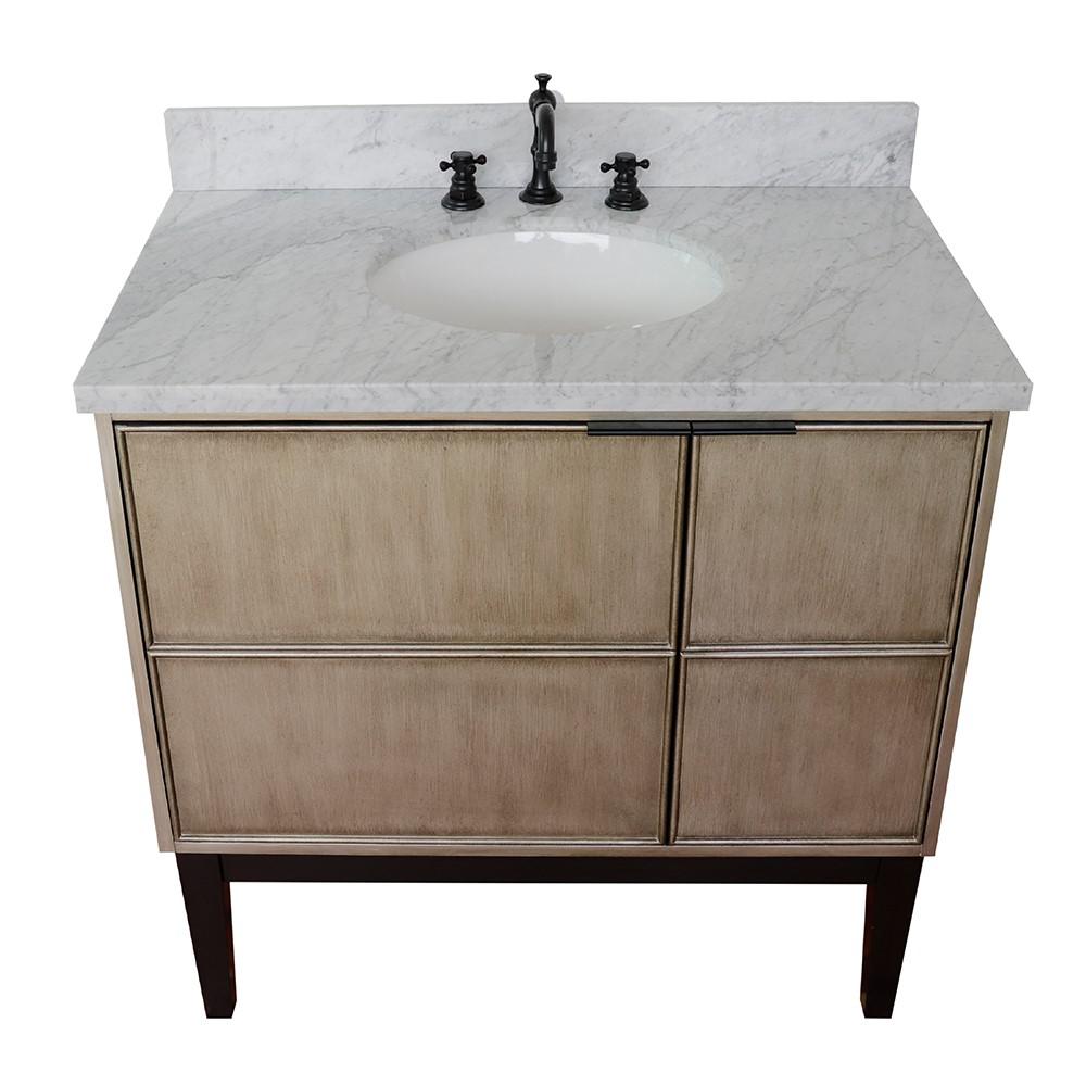 36 Single vanity in Linen Brown finish - cabinet only. Picture 138