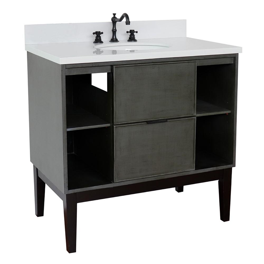 36 Single vanity in Linen Gray finish - cabinet only. Picture 84