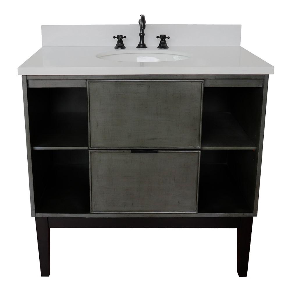 36 Single vanity in Linen Gray finish - cabinet only. Picture 87