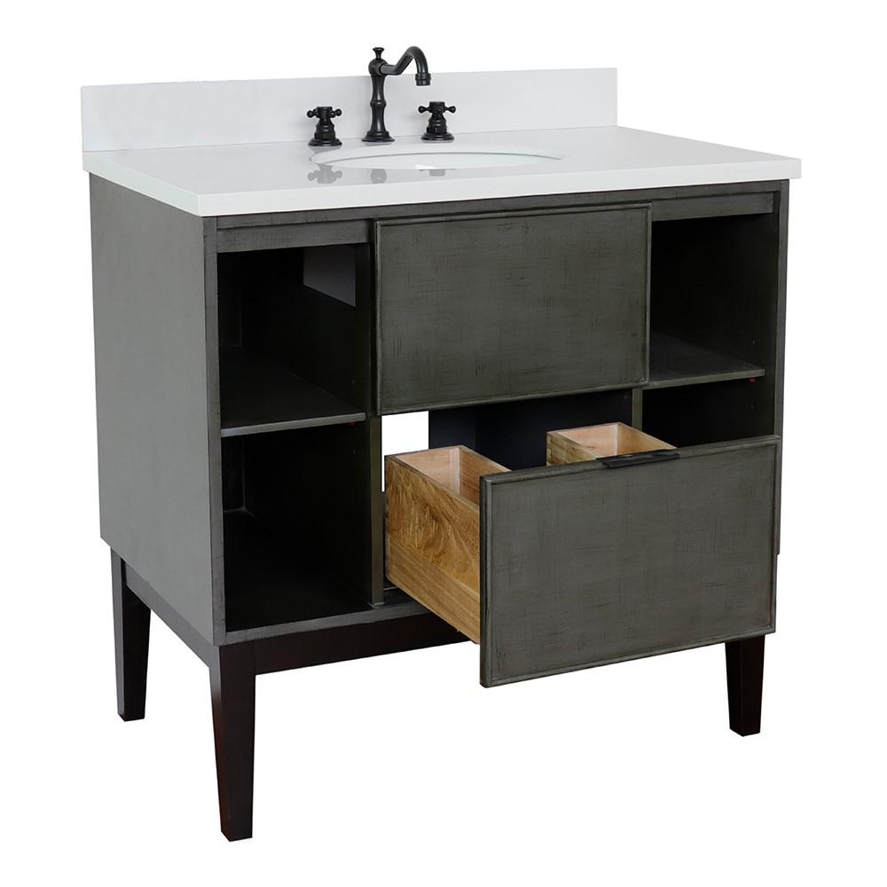 36 Single vanity in Linen Gray finish - cabinet only. Picture 89