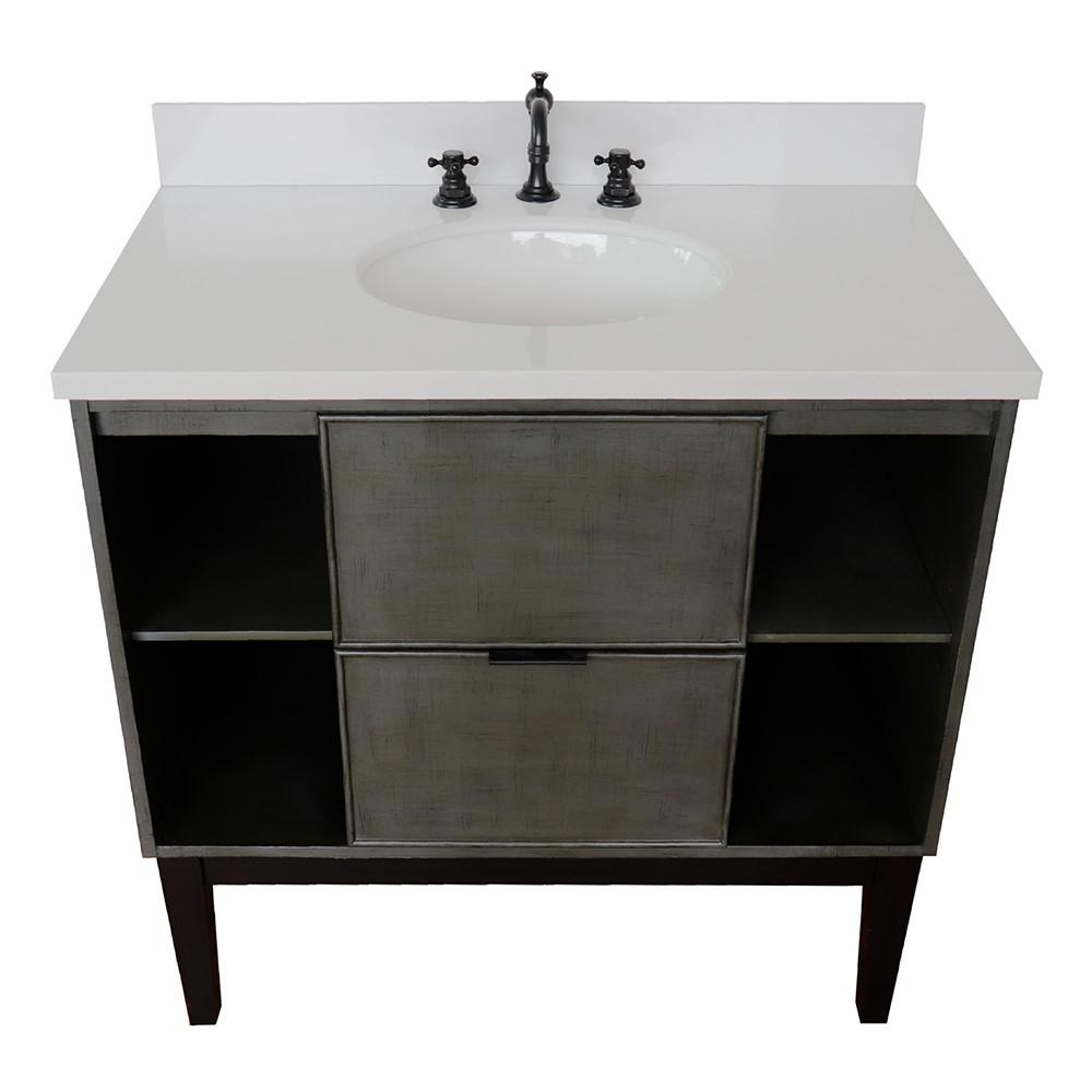 36 Single vanity in Linen Gray finish - cabinet only. Picture 91