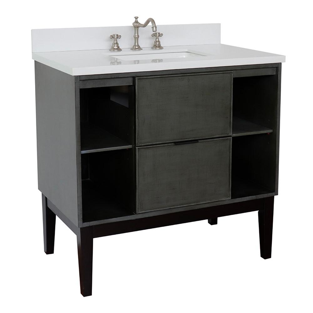 36 Single vanity in Linen Gray finish - cabinet only. Picture 96