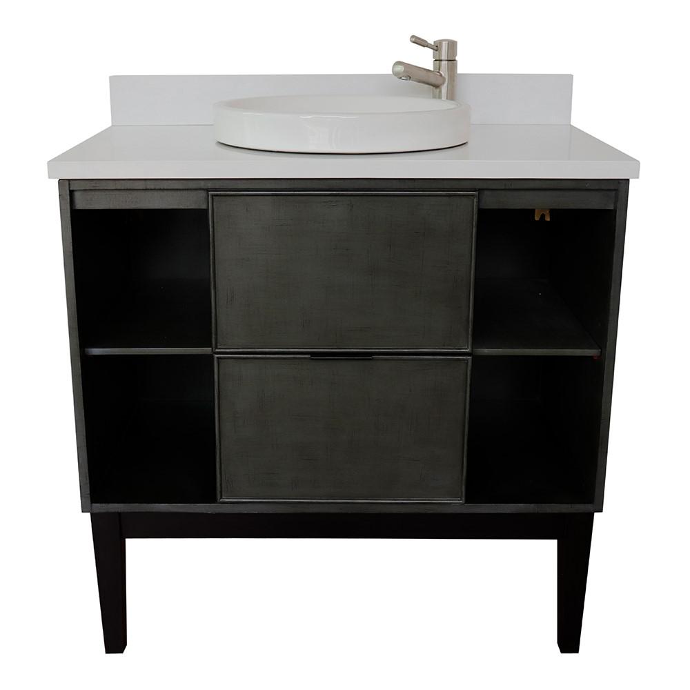 36 Single vanity in Linen Gray finish - cabinet only. Picture 111