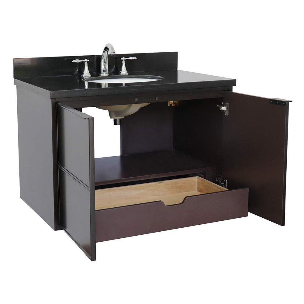 36 Single wall mount vanity in Cappuccino finish - cabinet only. Picture 13